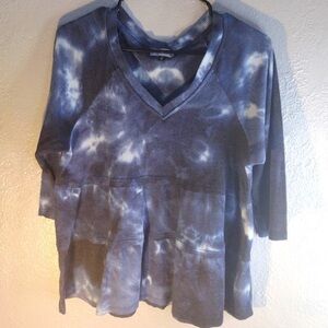 Women's Blue Tie-Dye V-Neck Sweatshirt